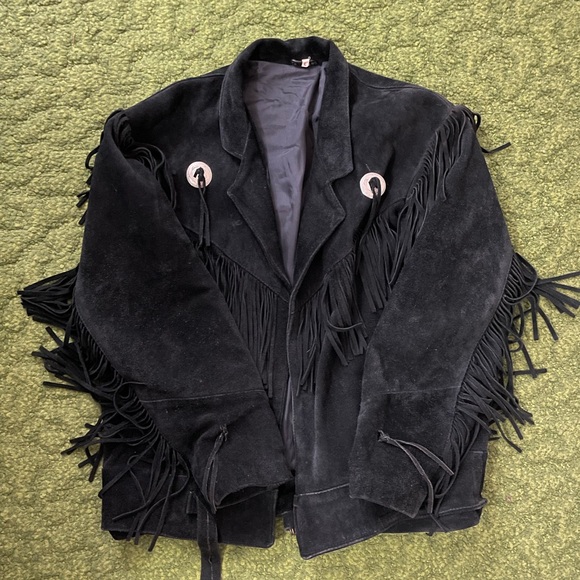 Jackets & Blazers - Women's Black Suede Fringe Leather Jacket